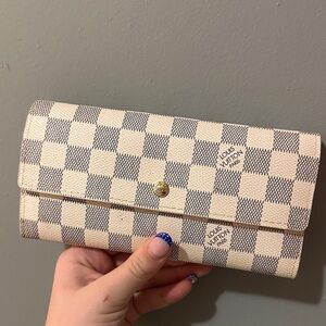 Louis Vuitton Beige and Gray Checkered Wallet